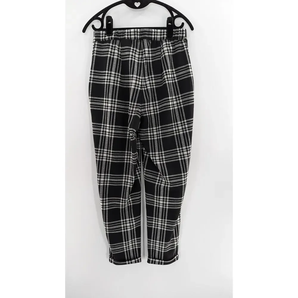 H&M Plaid Pants Trousers Black & White Size Small - Picture 6 of 9